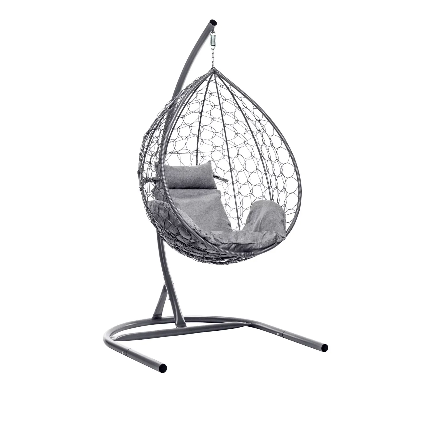 Hanging Egg Chair Grey with Mocha Cushion