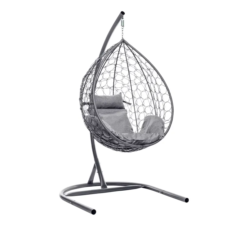 Hanging Egg Chair Grey with Mocha Cushion
