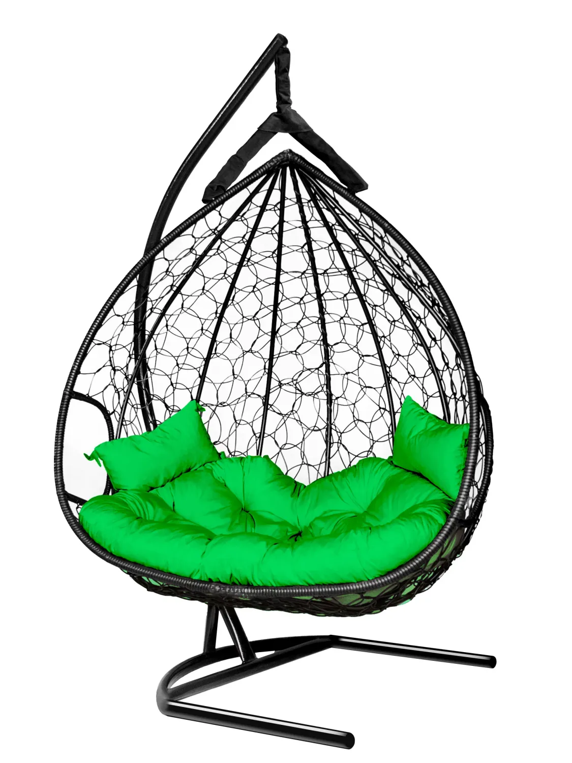 Hanging Egg Chair Dublin AT - Black with Dark Green Cushion