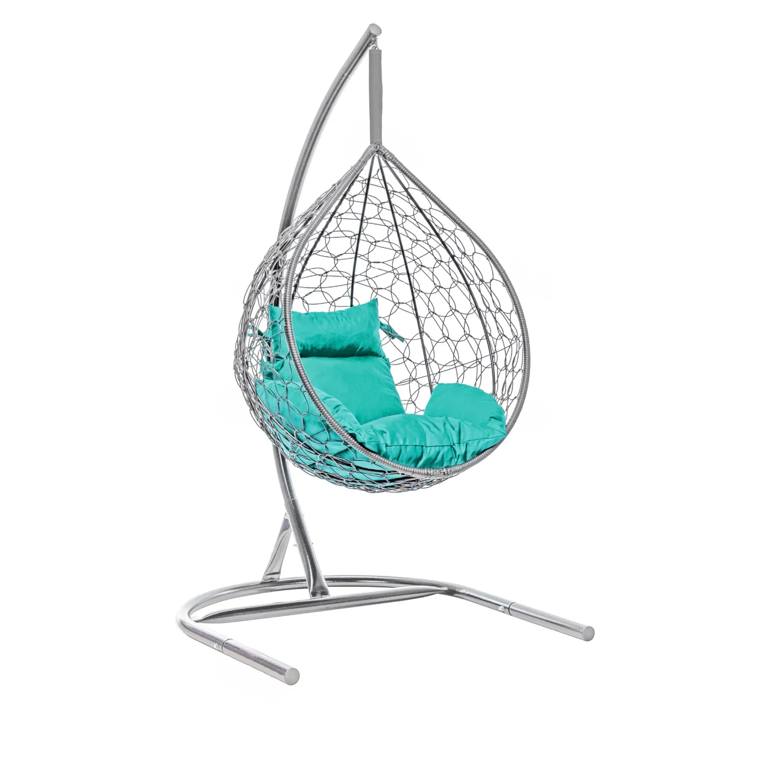 Hängesessel Grey mit Türkisem Kissen
