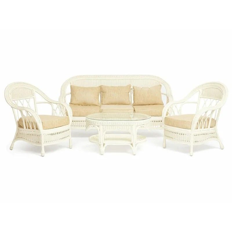 MICHELLE Rattan Lounge Set (White) MICHELLE Rattan Lounge Set (White)