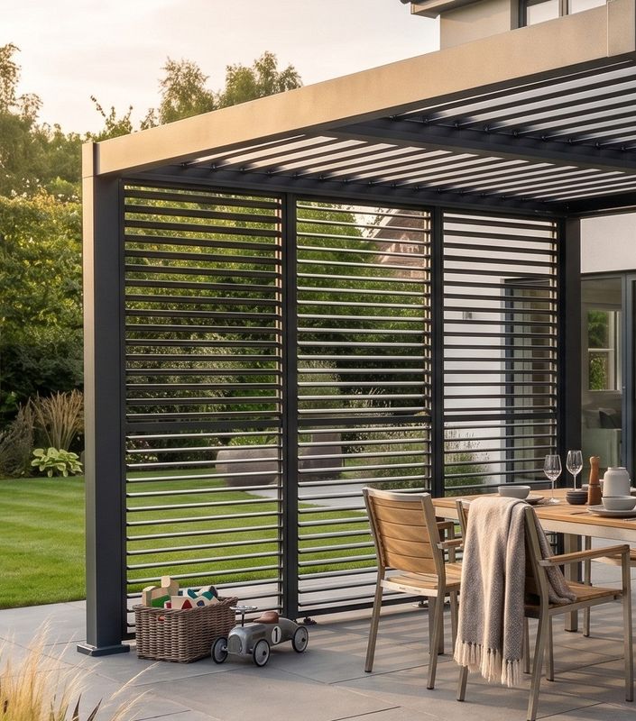 3M Aluminium Louvre Side Wall – Dark Grey | Compatible with MotaShade™ Pergola