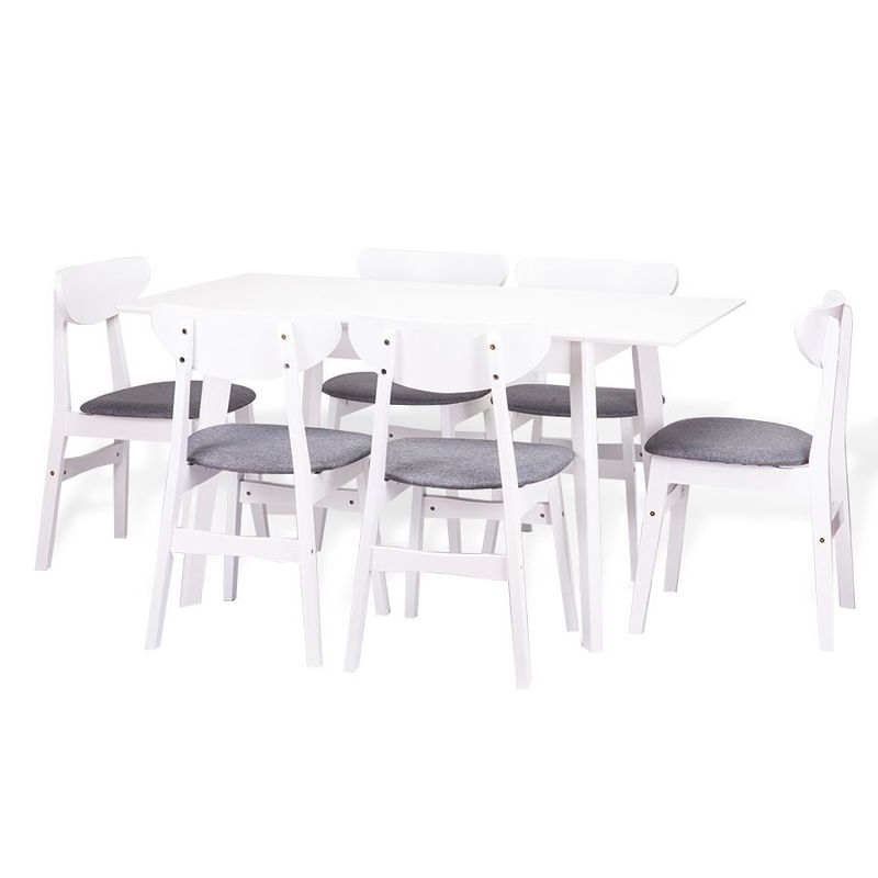 Dining Set: Edison Extendable Table White &amp; 6 Yumiko Chairs