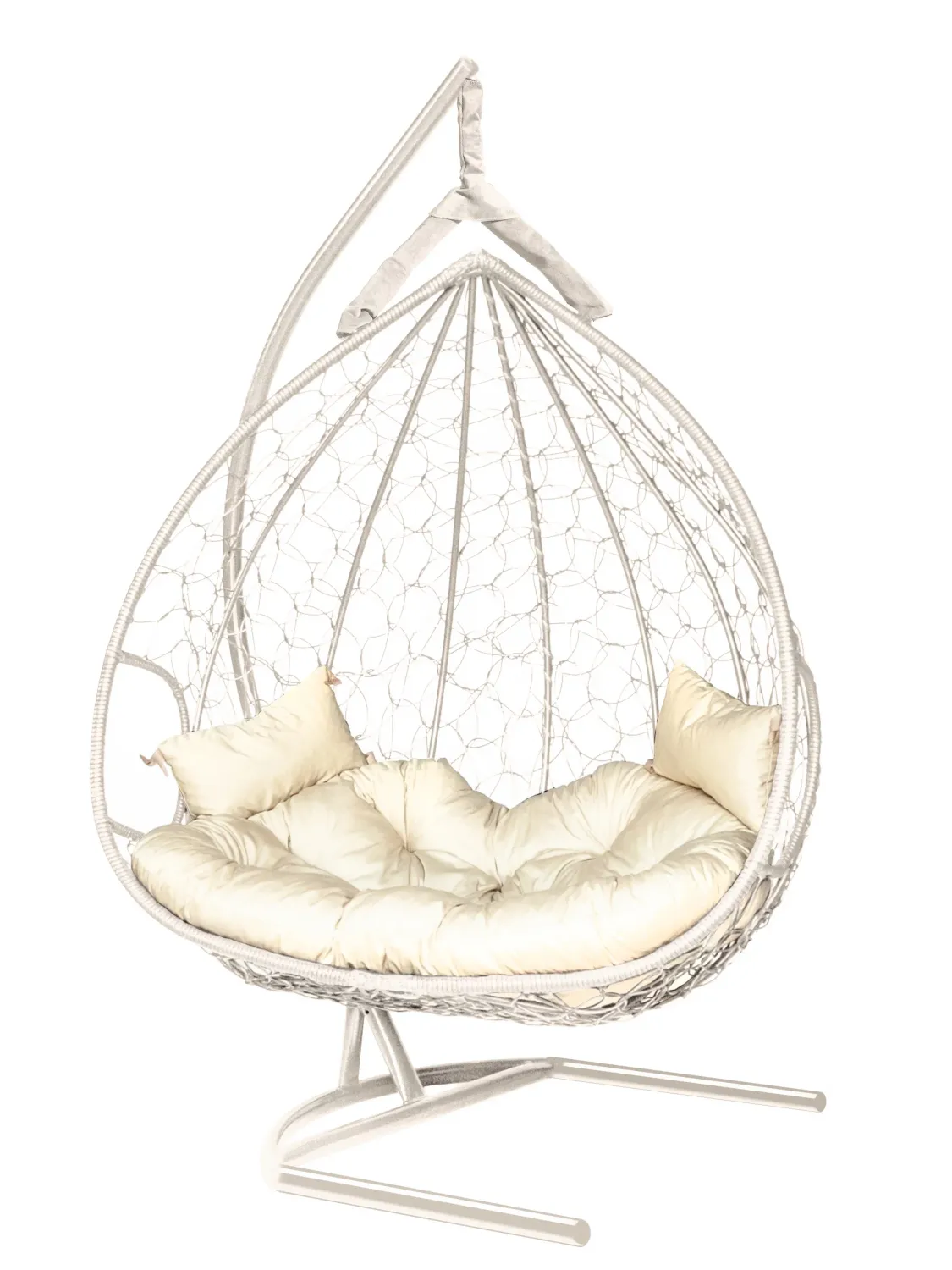 Hanging Egg Chair Dublin AT White, Beige Cushion