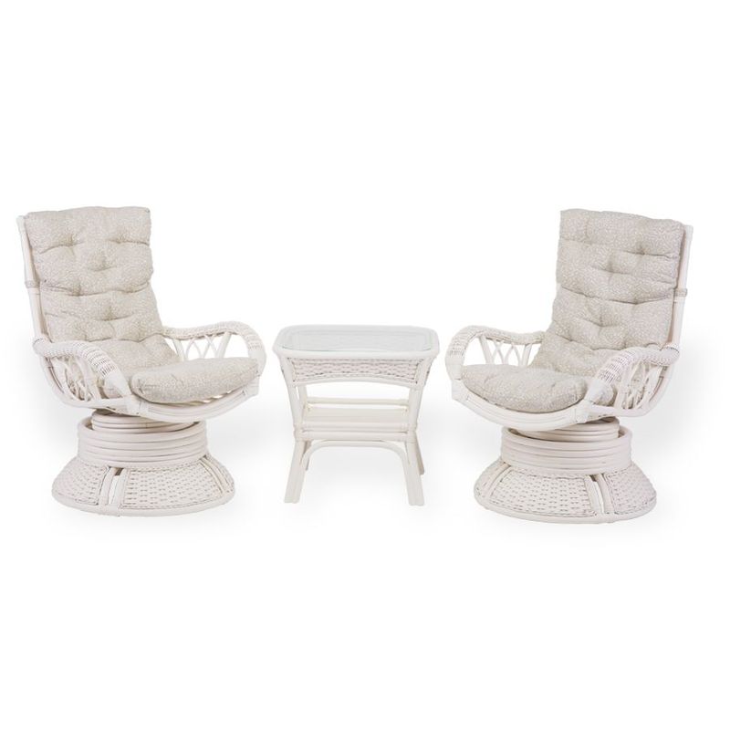 ALEXA Rattan Lounge Set: 2 Swivel Chairs &amp; Coffee Table