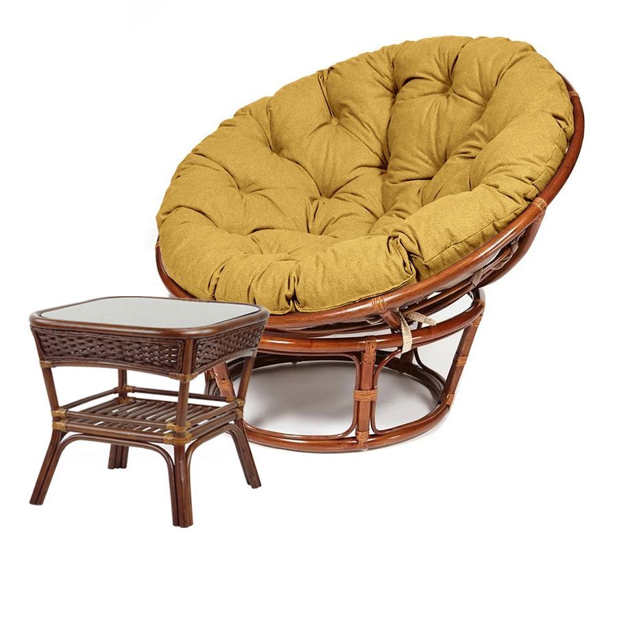 Rattan Lounge-Set: Papasan Sessel 23/01 &amp; Alexa Beistelltisch