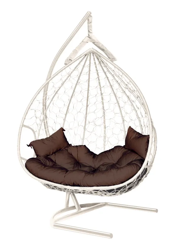 Hanging Egg Chair Dublin AT White, Brown Cushion