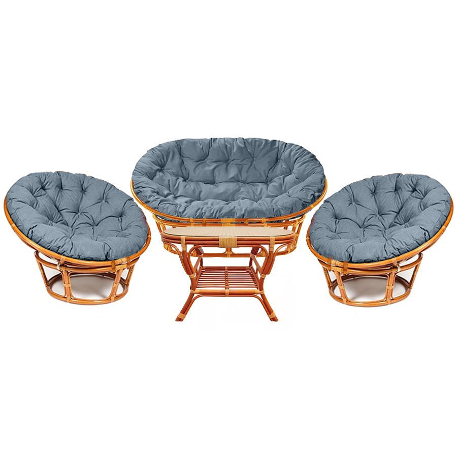 Rattan Lounge Set: Sofa, 2 Armchairs &amp; Oval Coffee Table