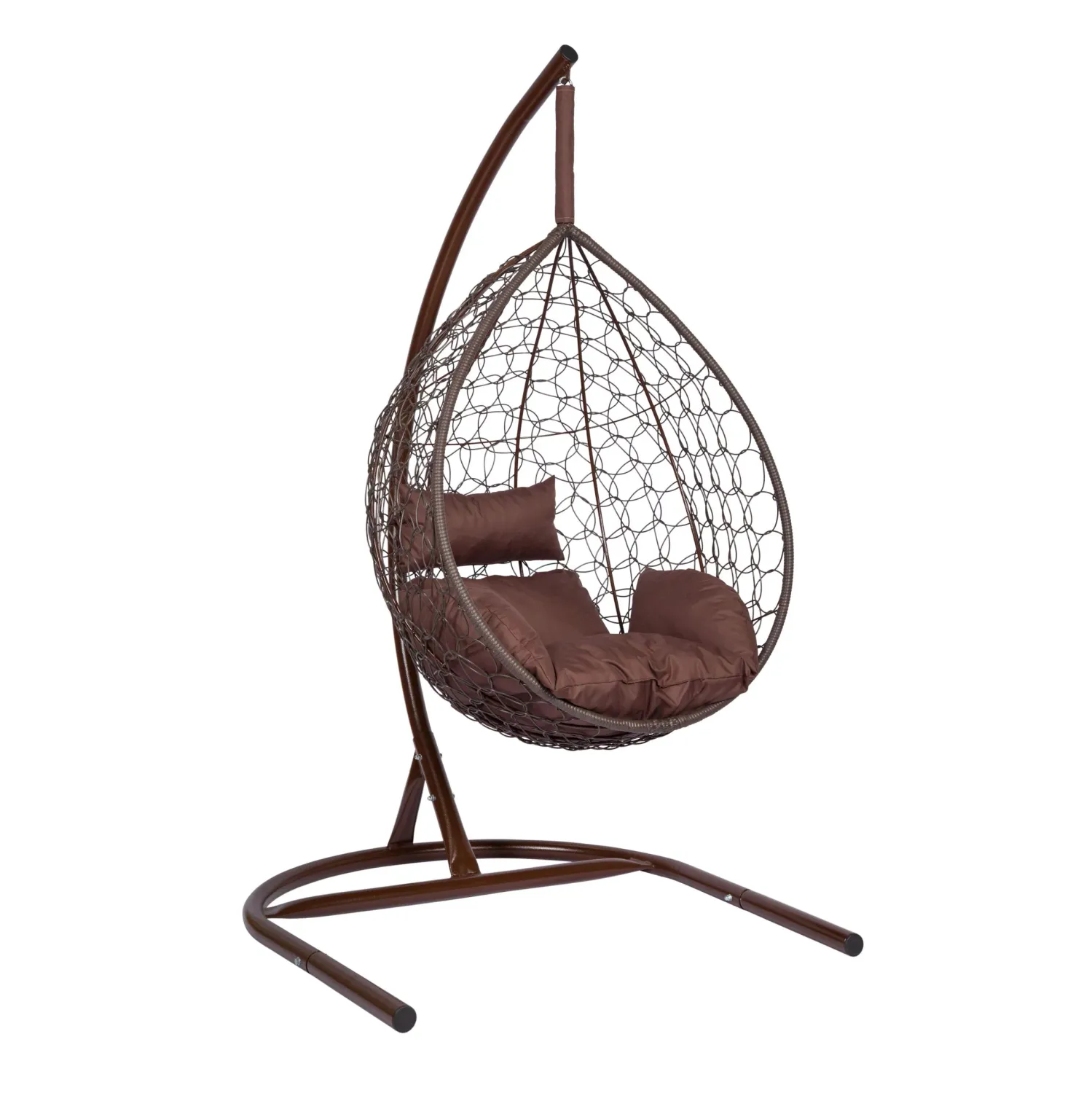 Hanging Egg Chair Chocolate Brown with Brown Cushion