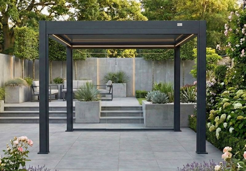 MotaShade™ 3×3m Motorised LED Aluminium Pergola – Double‑Layer Louvres