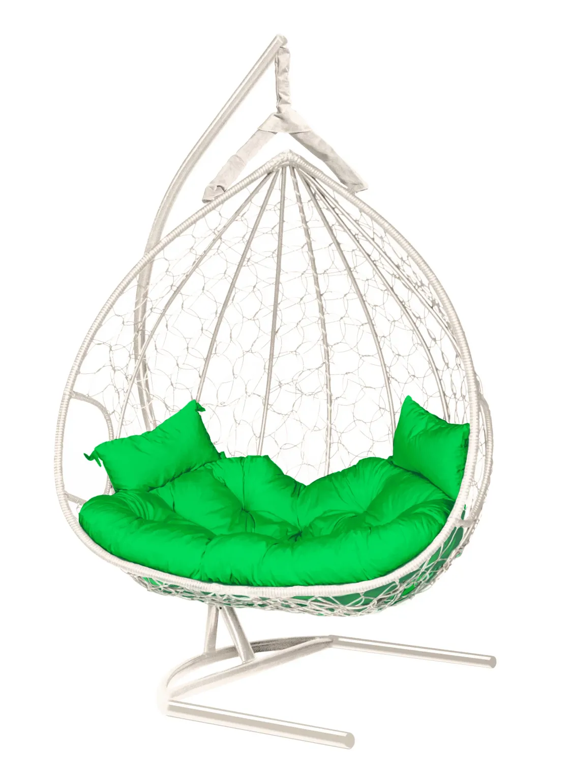 Hanging Egg Chair White with Dark Green Cushion (Dublin AT)