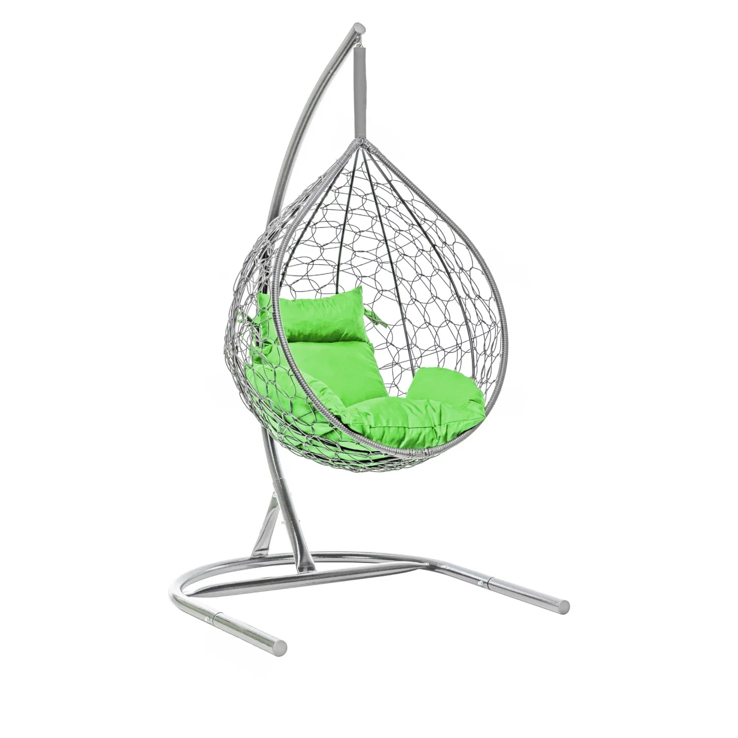 Premium Hanging Egg Chair Grey with Lime Green Cushion