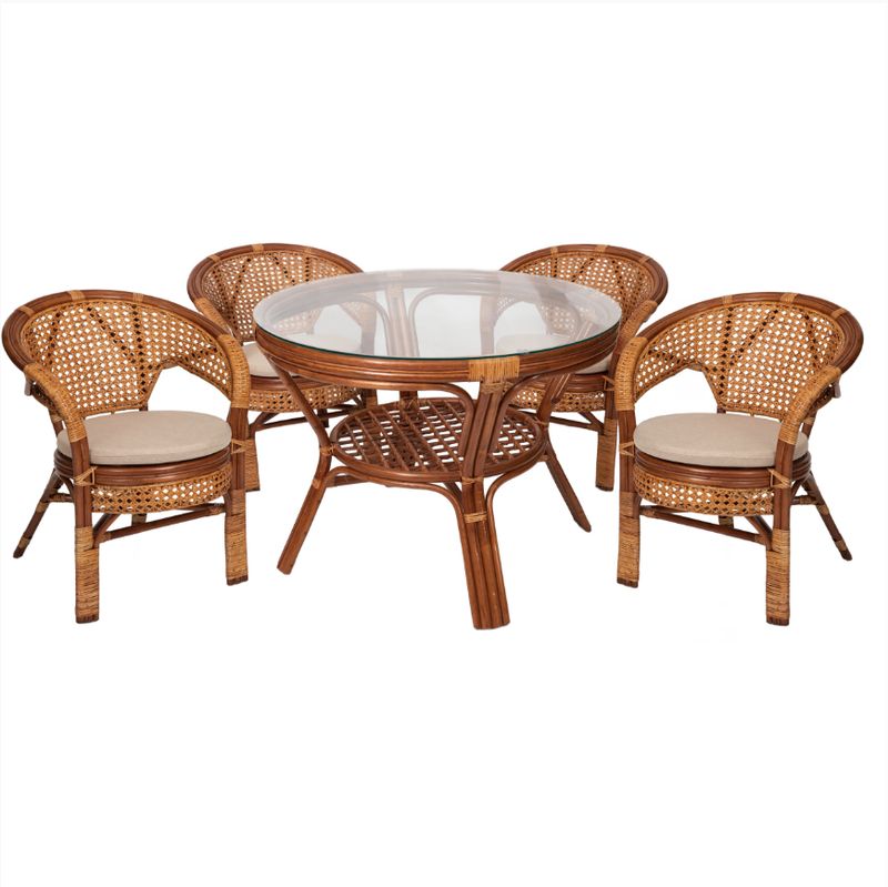 Premium Rattan Dining Set: Round Table Chairs