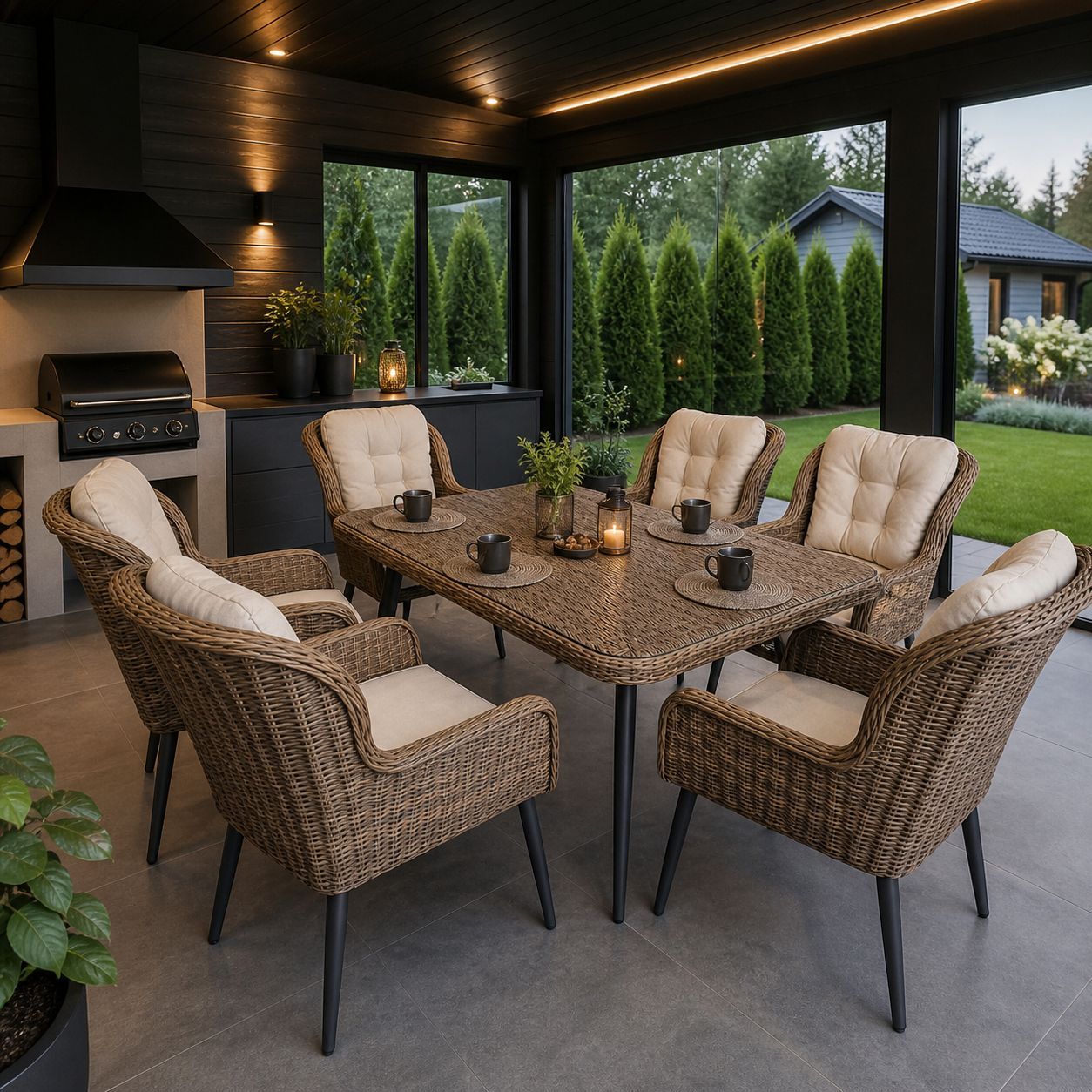 Grand Lion Rattan Garden Furniture Set - Brown