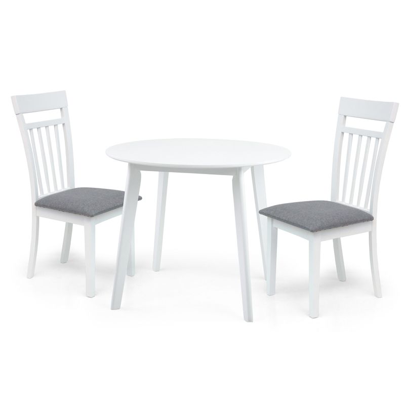 Essgruppe: Tisch Randy Weiß Ø 90cm &amp; 2 Stühle Warm Weiß