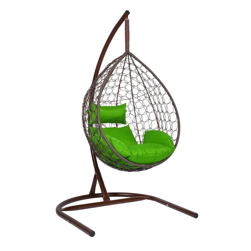 Hanging Chair Cocoon Chocolate with Lime Green Cushion