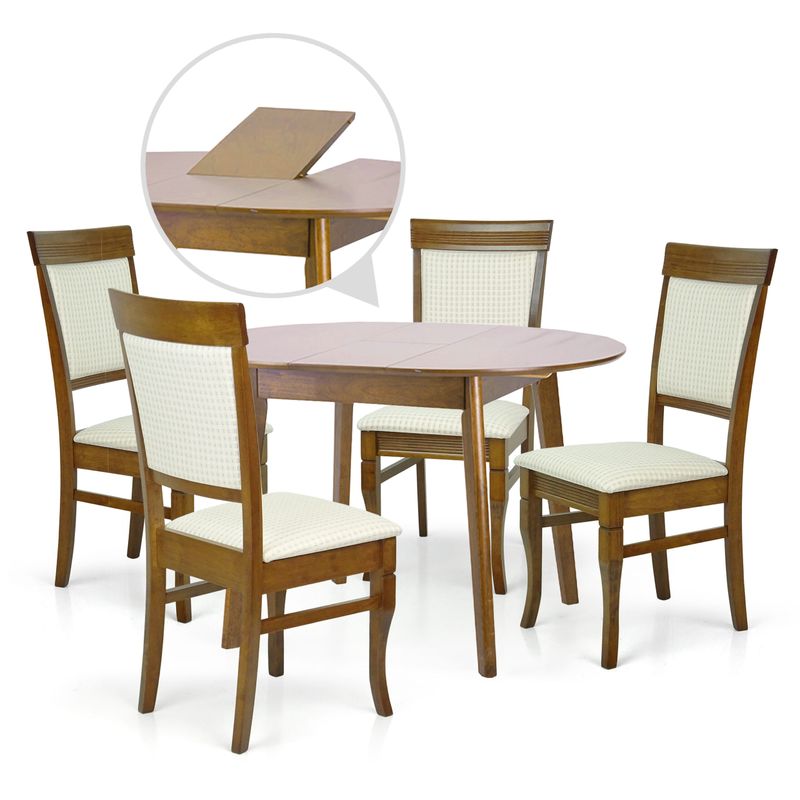Premium Dining Set: Ellis Extendable Table &amp; 4 Rondo Chairs