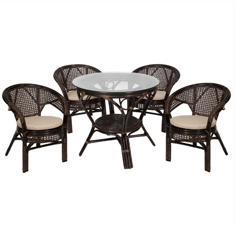 Premium Rattan Dining Set: Table Chairs