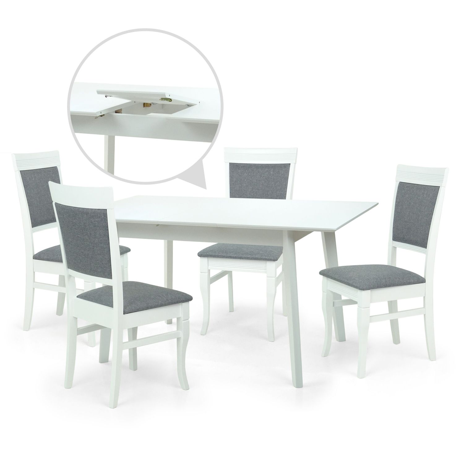 Edison Dining Set: Folding Table &amp; 4 Rondo Chairs, White