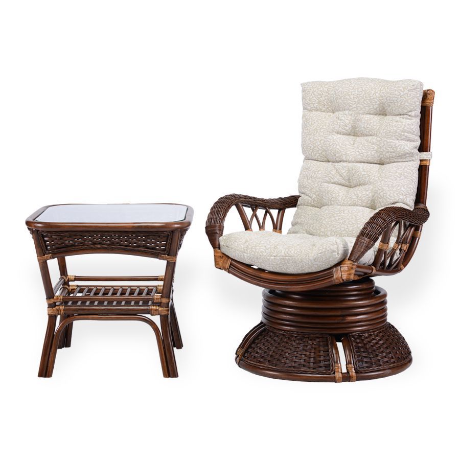 ALEXA Premium Rattan Swivel Chair &amp; Coffee Table Set
