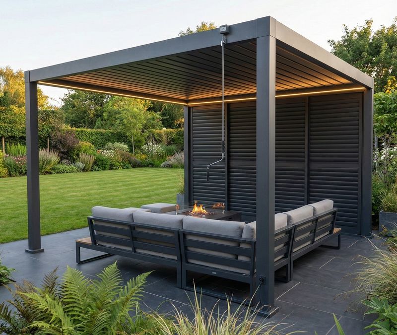 4m Aluminium Louvre Side Wall (4 Panel Set) | LuxShade™ 3x4 Compatible