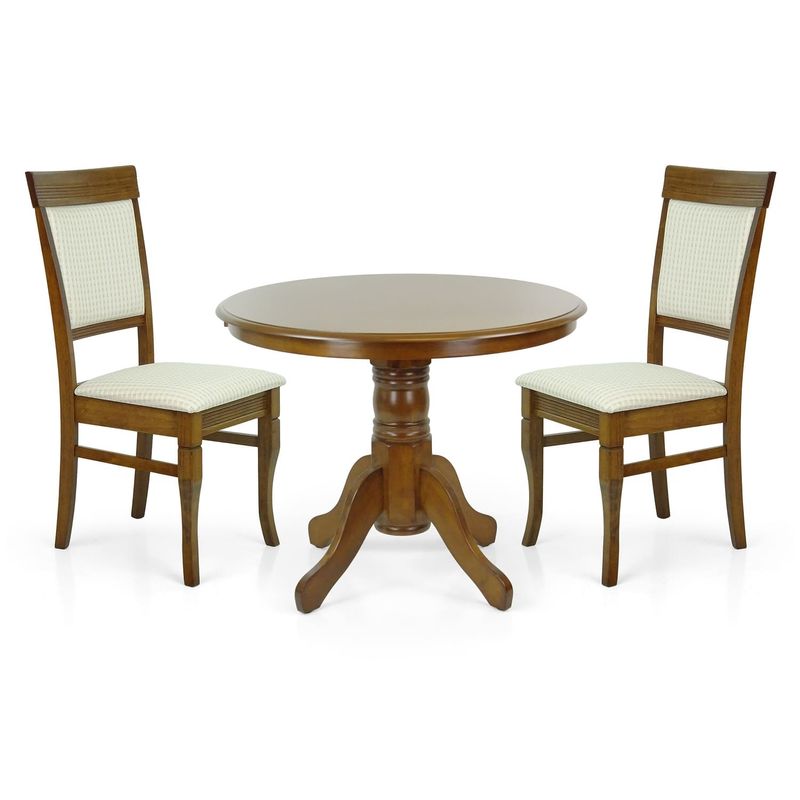 Essgruppe: Tisch Rolf Braun Ø 96,5cm &amp; 2 Stühle Rondo Braun