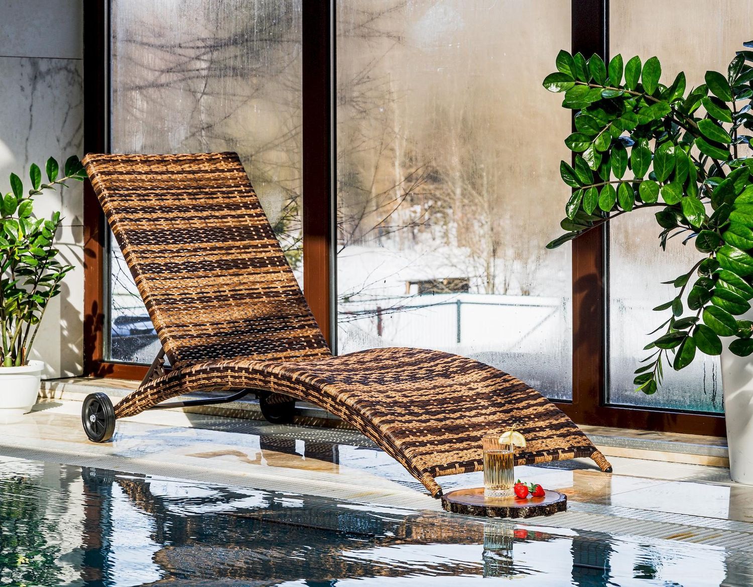 Sun Lounger AGATA Brown (without mattress)