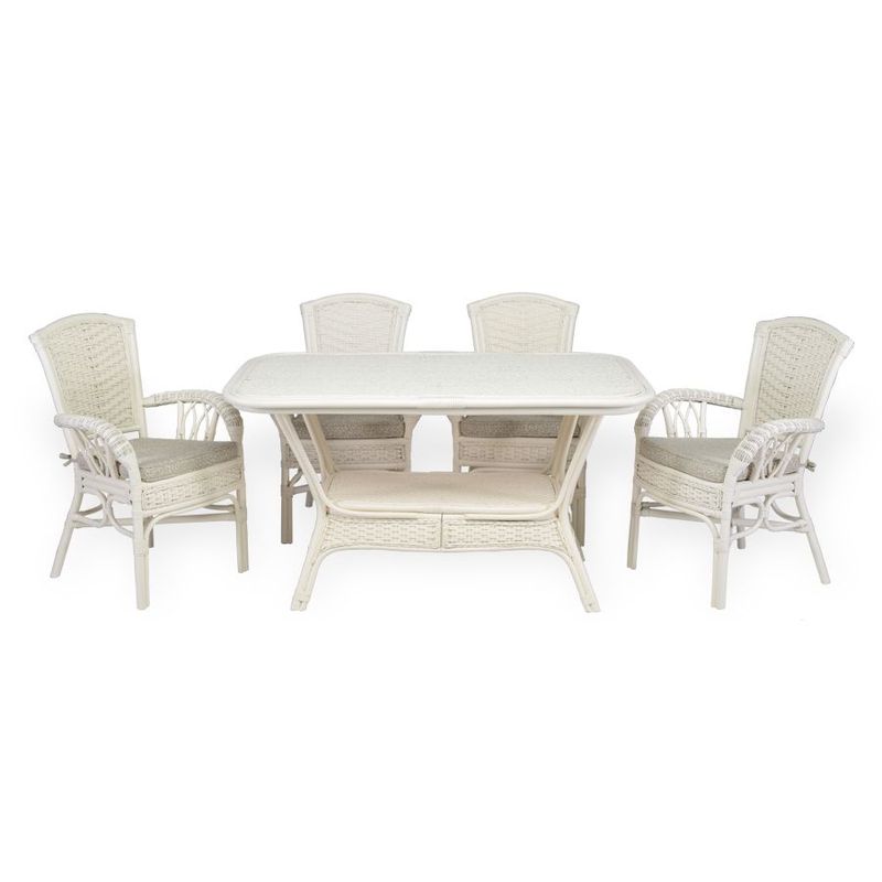 ALEXA Premium Rattan Dining Set: Oval Table &amp; 4 Armchairs