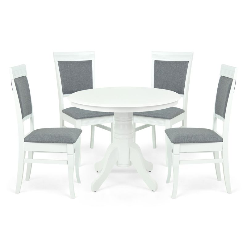 Essgruppe: Tisch Rolf Weiß Ø 96.5cm &amp; 4 Stühle Rondo Weiß