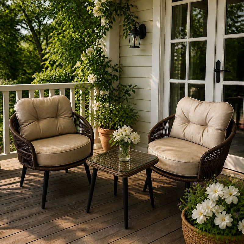 Barrel Rattan Lounge Set (2 Chairs + Table) Barrel Rattan Lounge Set (2 Chairs + Table)