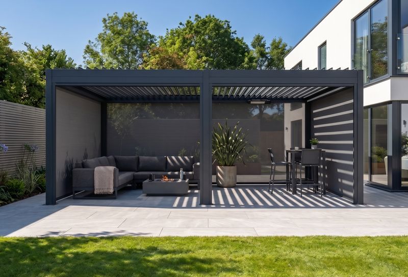 MotaShade™ 3×6m Motorised Aluminium Pergola, Double‑Layer Louvres, LEDs &amp; 4 Windscreens