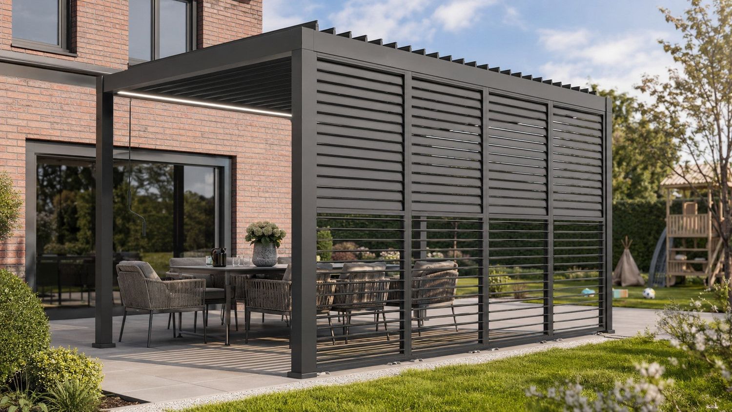 4M Louvre Side Wall – 4 Panel Set | MotaShade™ 3x4M &amp; LuxShade™ 4x4M Compatible