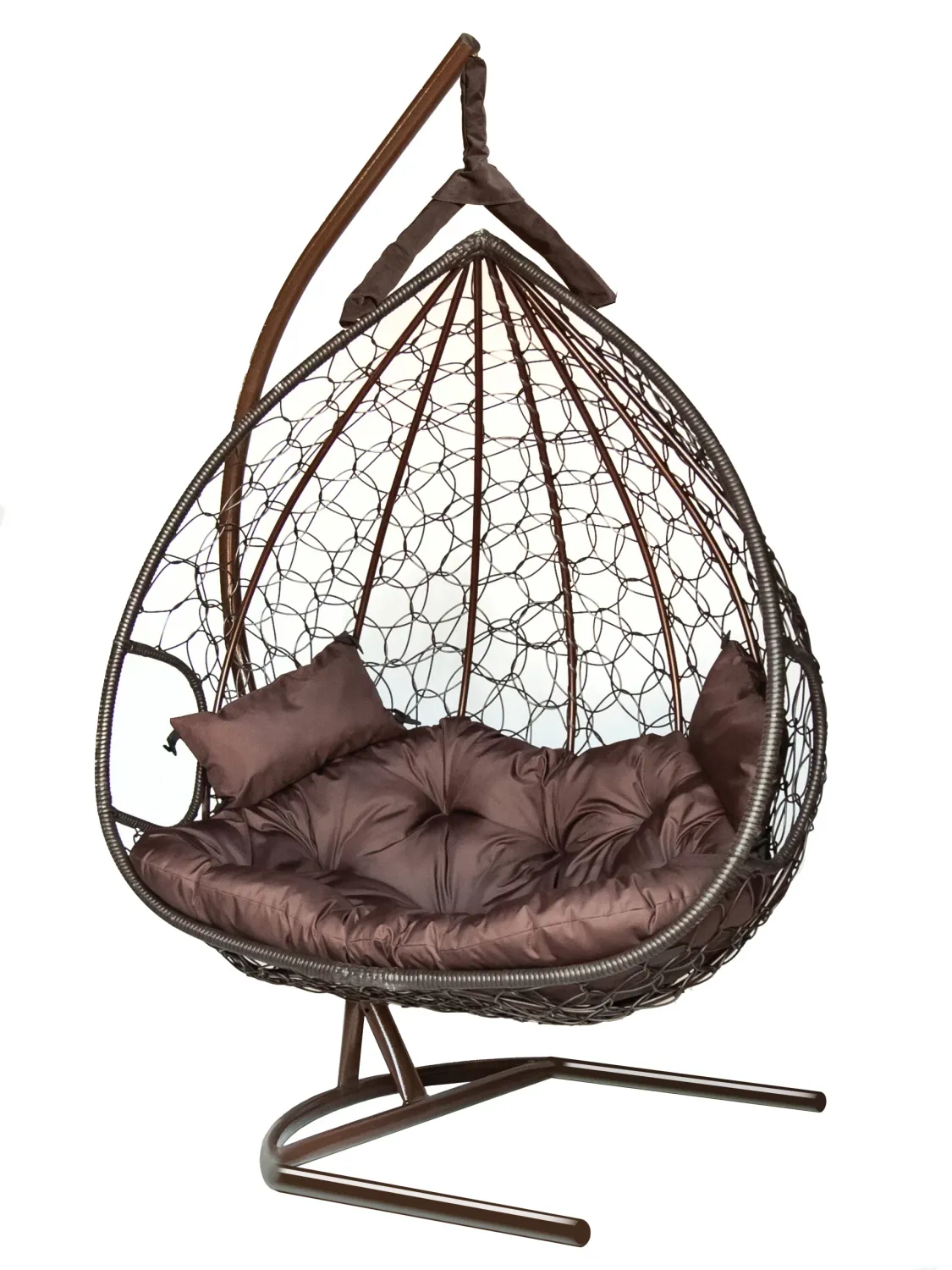Hanging Egg Chair Dublin AT - Brown Rattan, Brown Cushion