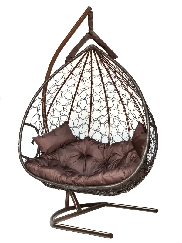 Hanging Egg Chair Dublin AT - Brown Rattan, Brown Cushion