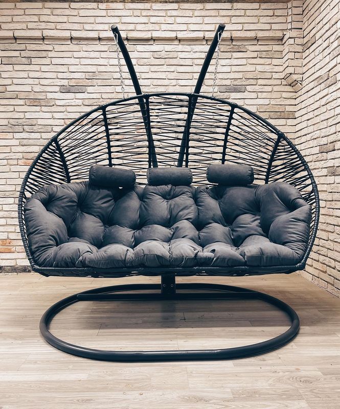 Hanging Egg Chair Troika Grey with Grey Cushion