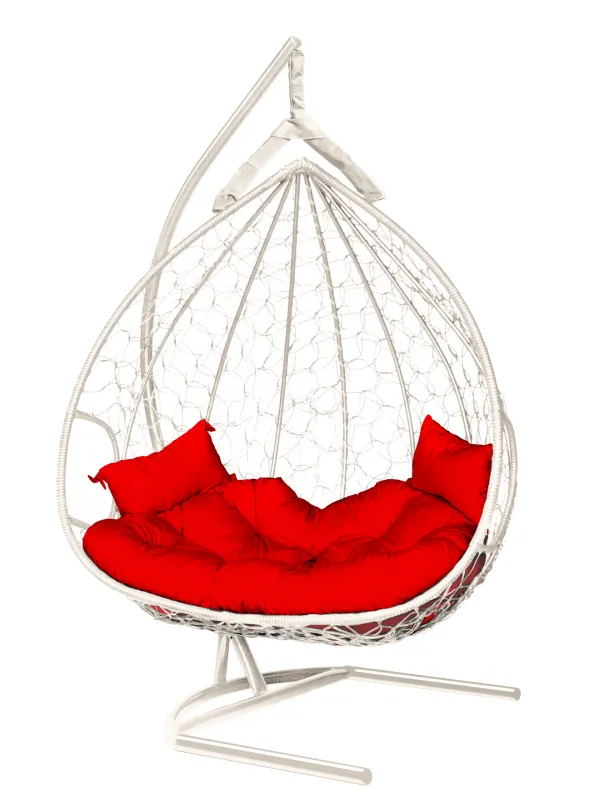 Hanging Egg Chair Dublin AT White with Red Cushion