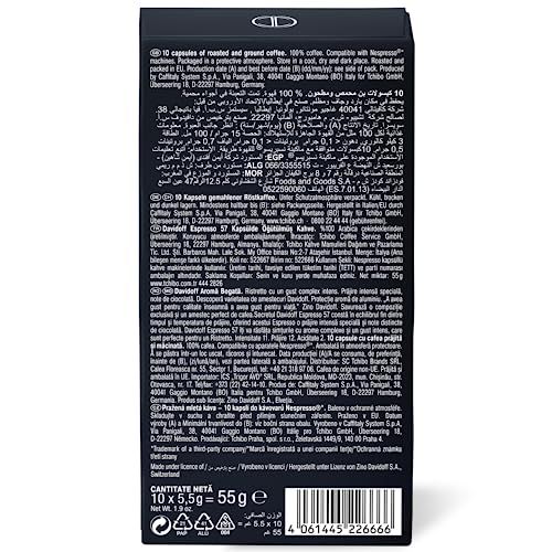 DAVIDOFF Espresso 57 Nespresso 10 coffee capsules, black packaging with white text and barcode, 55g…