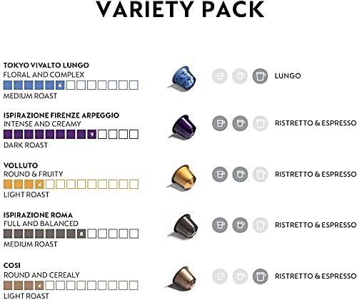 Nespresso OriginalLine Espresso Capsules, Variety Pack, VOLLUTO, ROMA, COSI, VIVALTO LUNGO, ARPEGGIO