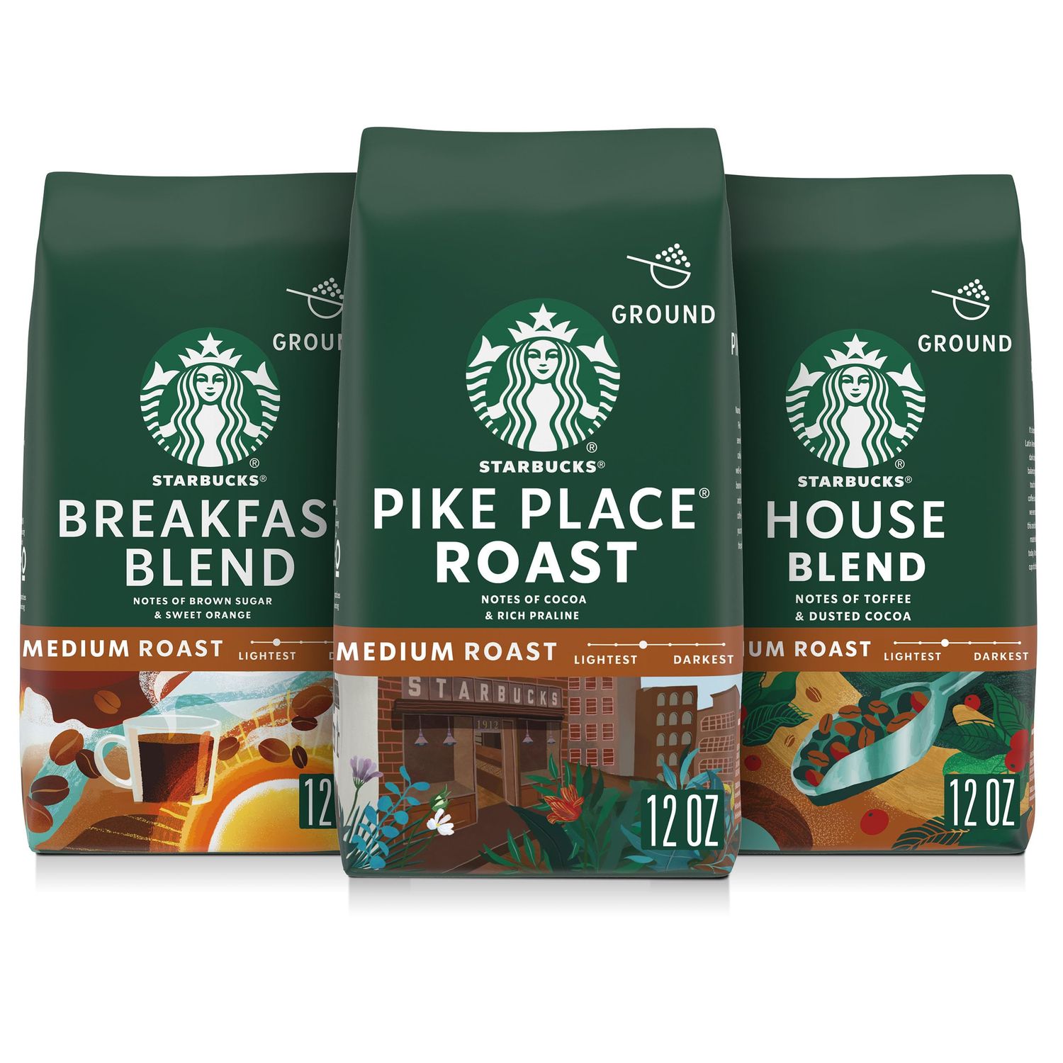 Starbucks Ground Coffee Variety Pack 3x12oz