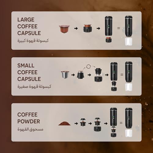 Green Lion Caffex Portable Espresso White, compatible with large coffee capsules, small coffee caps…