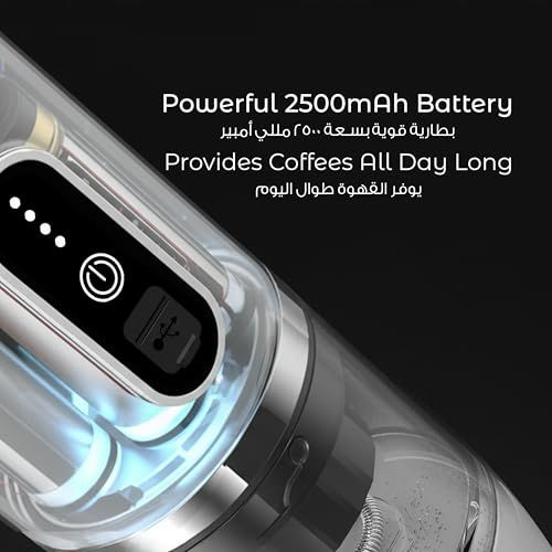 LePresso Portable espresso machine battery with 2500mAh capacity and sleek design, showcasing power…