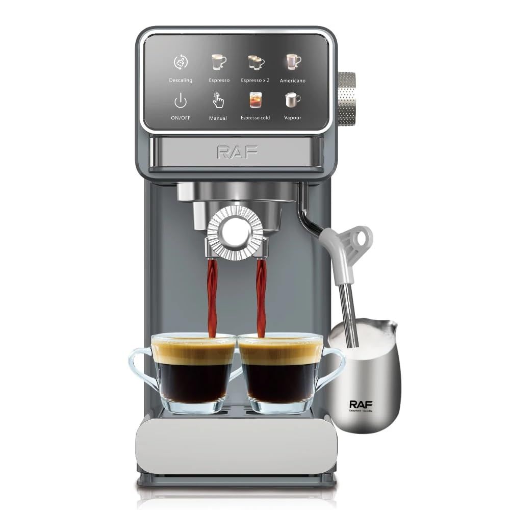 RAF Semi-Automatic Espresso Machine 1300W, 20 Bar Pressure, Dual Boiler, stainless steel, with two …