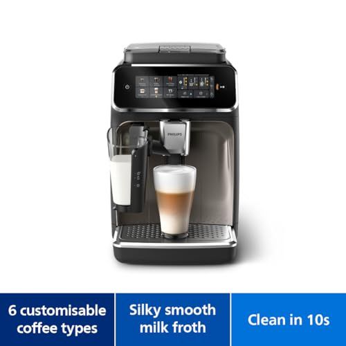 Philips Series 3300 EP3347/90 Fully Automatic Coffee Machine | 6 Beverages, LatteGo, SilentBrew, Black Chrome