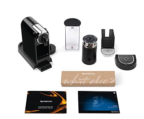 De'Longhi Citiz EN267 Black coffee machine with milk frother and accessories, showcasing sleek desi…