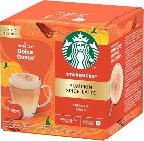 Starbucks Pumpkin Spice Latte by NESCAFÉ Dolce Gusto Coffee Pods x12, orange box with green logo, d…