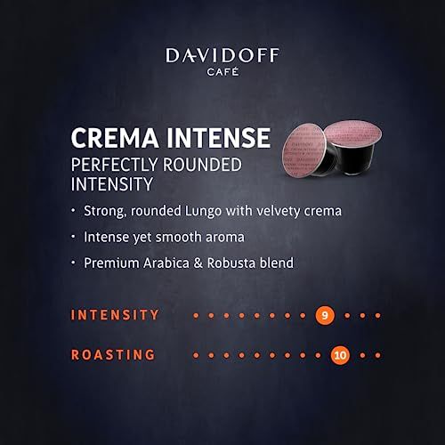 DAVIDOFF Crema Intense Nespresso 10 coffee capsules, pink and black, with intensity level 9 and roa…