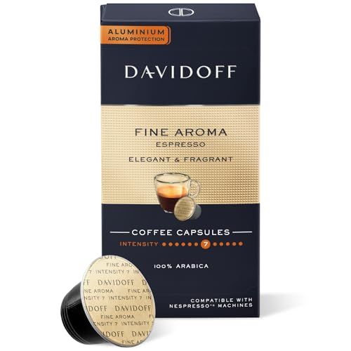DAVIDOFF Fine Aroma Nespresso 10 coffee capsules, 100% Arabica beans, aluminium packaging, elegant …