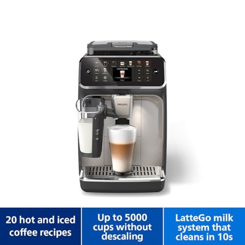 Philips Series 5500 EP5547/90 Fully Automatic Espresso Machine | 20 Beverages, LatteGo, SilentBrew, Chrome