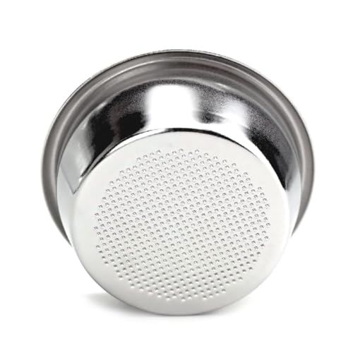 Breville 54mm stainless steel filter basket for espresso machine, 18-22g capacity, featuring a perf…