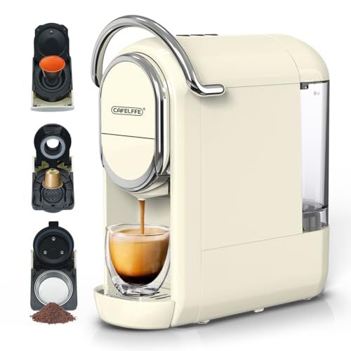 CAFELFFE 3-in-1 Capsule Machine, cream-colored, with interchangeable pods for coffee capsules and p…
